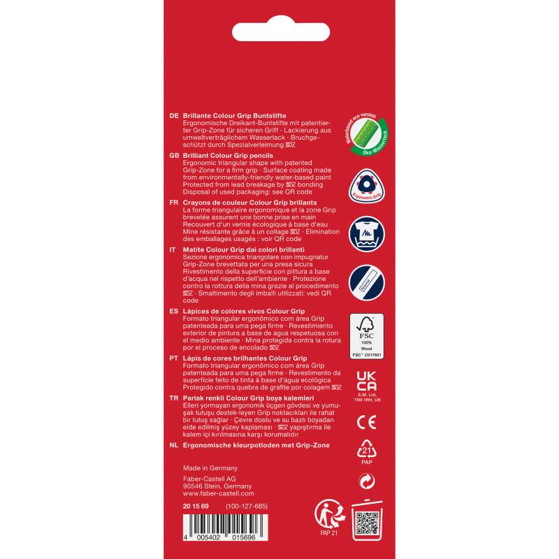 Faber-Castell Colour Grip Buntstifte Sonderfarben 12er Kartonetui